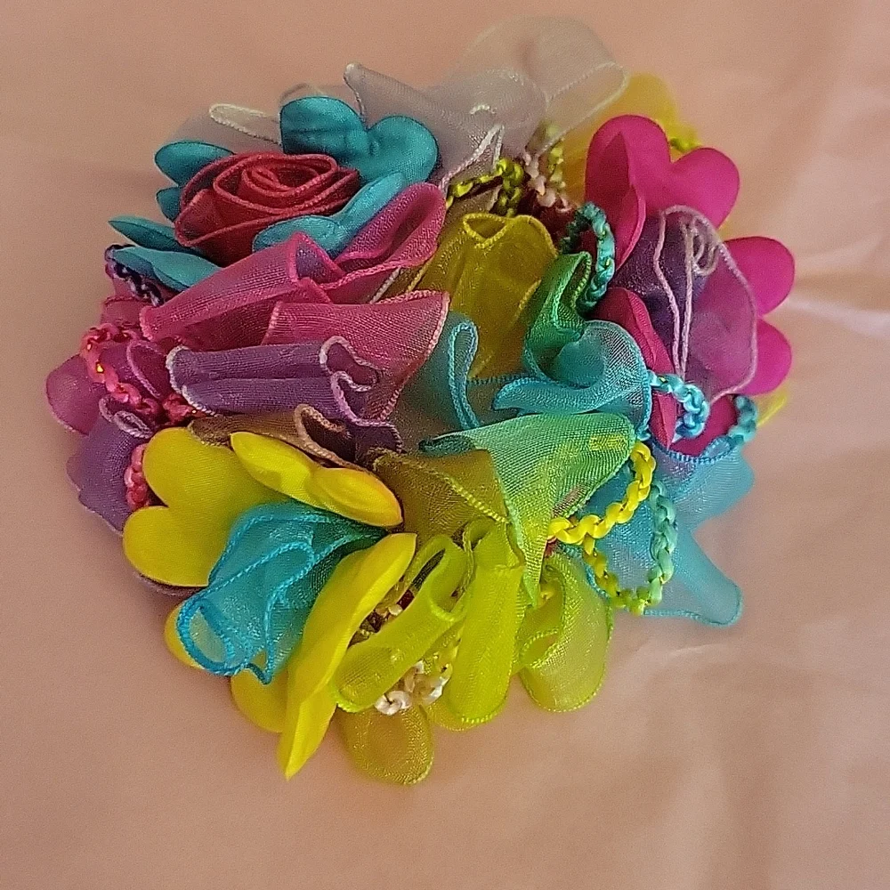 Hair Accessory Flowers  Clips Bands Combs Pink Yellow Blue